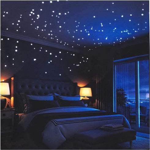 Glow in The Dark Stars and Full Moon 472 Wall Decals Big Moon Decoration for Kids Bedroom ,Galaxy Space Outer Theme ,for Ceiling ,Perfect Gift for Boys and Girls