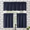 No. 918 Martine Microfiber Semi-Sheer Rod Pocket Kitchen Curtain Valance and Tiers Set, 54 in x 24 in (3 Piece), Navy Blue
