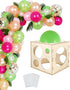 Auihiay 12 Holes Wood Balloon Sizer Cube Box with 200 PCS Balloon Glue Points, Collapsible Balloon Size Measuring Tool for Balloon Garland Balloon Columns Balloon Arches Decorations (2-10 INCH)
