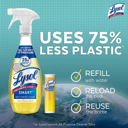 Lysol Smart Multipurpose Disinfecting Spray Cleaner Kit, Citrus Breeze, For Disinfecting & Cleaning, 5pc Set‹, Packaging May Vary