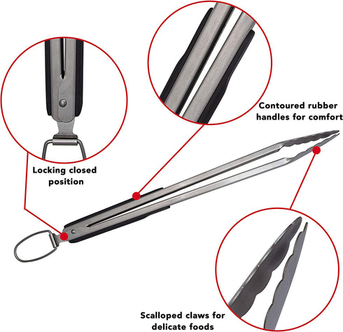 Heavy Duty BBQ Grilling Tools Set - Professional Grade 18" Long Stainless Steel 4-Piece Barbecue Grill Kit includes Over Sized Spatula, Fork, Tongs & BBQ Mat - Perfect BBQ Gift For Your BBQ Lover