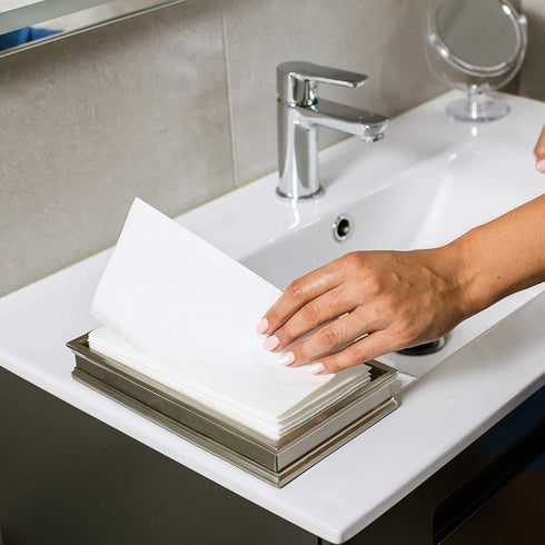 AH AMERICAN HOMESTEAD Disposable Hand Towels for Bathroom - Paper Guest Napkins - Linen-Like Wipes - White, 15.5" x 12" - Ideal For Wedding Reception or Dinner Party (Pack of 100 Quilted Soft White)