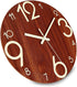 Plumeet Luminous Wall Clock - 12'' Non-Ticking Silent Wooden Clocks with Night Light - Large Decorative Wall Clock for Kitchen Office Bedroom,Battery Operated (Brown Face)