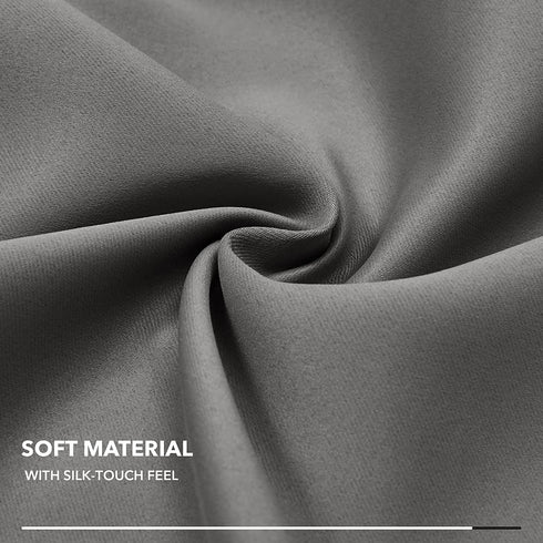Deconovo Thermal Insulted Grey Blackout Curtains & Drapes, Noise Reduction Grommet Window Treatment Panels for Bedroom (42x63 in, 2 Panels)