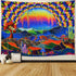 Trippy Tapestry Planet and Mountains Wall Tapestry Psychedelic Tapestry Mushrooms Cactus Wall Hanging Tapestry Mountian Tree Tapestries for Living Room Dorm Decor W78"—H59"