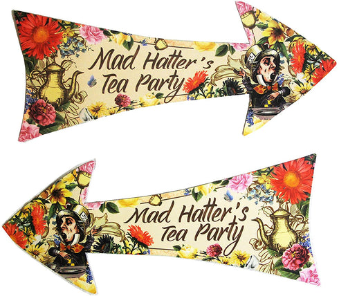 Alice in Wonderland Party Vintage Style Arrow Signs/Mad Hatters Tea Party Props Pack of 12 Signs