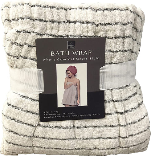 Homewear Terry Stripe Bath Towel Body Wrap, 100% Cotton, Benzoyl Peroxide Friendly, 30" x 54", Coral (9985-698/54)