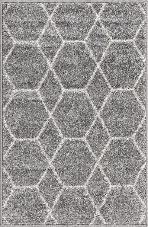 Unique Loom Trellis Frieze Collection Area Rug-Modern Morroccan Inspired Geometric Lattice Design, 2 x 3 ft, Light Gray/Ivory