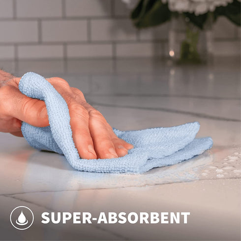 S&T INC. Microfiber Cleaning Cloths Reusable and Lint-Free Towels for Home, Kitchen and Auto, 11.5" x 11.5", 50 Pack, Light Blue