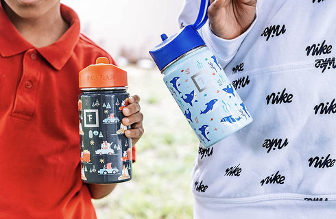 IRON °FLASK Kids Water Bottle - 14 Oz, Straw Lid, 20 Name Stickers, Vacuum Insulated Stainless Steel, Double Walled Tumbler Travel Cup, Thermo Mug, Metal Canteen Stardust Unicorns