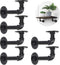 MOOACE Pipe Shelf Brackets 6 Packs, Industrial DIY Floating Shelf Bracket Black, Wall Mounted Metal Shelving Supports, L Bracket Rustic Vintage Look