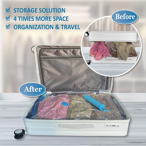 MattEasy Space Saver Vacuum Storage Bags, 6 Pack Large Space Saver Bags with Pump, Storage Vacuum Sealed Bags for Clothes, Comforters, Blankets, Bedding (Large)