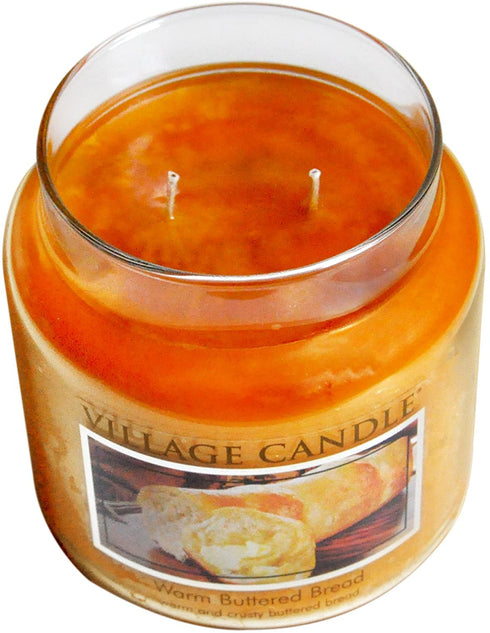 Village Candle Warm Buttered Bread Large Glass Apothecary Jar Scented Candle, 21.25 oz, Brown