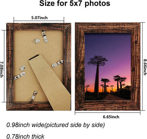 5x7 Distressed Farmhouse Picture Frames 3 Colors tabletop or Wall Hanging Display 3 Packs with High Definition Glass