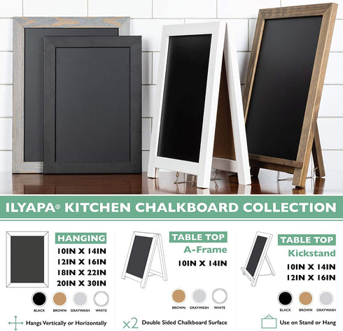 Rustic Wooden Magnetic Kitchen Chalkboard Sign - 12x16 Inch White Framed Wall Hanging Chalk Board for Farmhouse Decor, Wedding, Restaurant Menu & Home