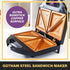 GOTHAM STEEL Sandwich Maker, Toaster and Electric Panini Grill with Ultra Nonstick Copper Surface - Makes 2 Sandwiches in Minutes with Virtually No Clean Up, with Easy Cut Edges and Indicator Lights