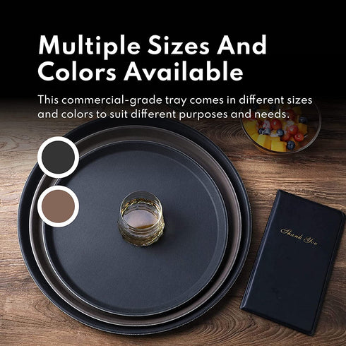 New Star Foodservice 25330 Restaurant Grade Non-Slip Tray, Plastic, Rubber Lined, Round (18-Inch, Black)