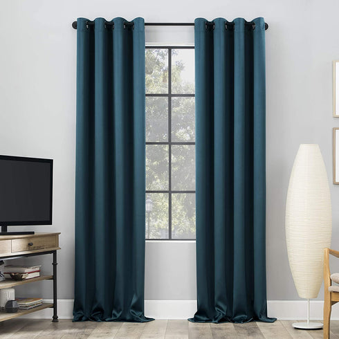 Sun Zero Nordic Theater Grade Extreme 100% Blackout Grommet Curtain Single Panel, 52" x 84", Teal