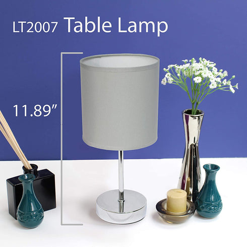 Chrome Mini Basic Table Lamp with Fabric Shade, Slate