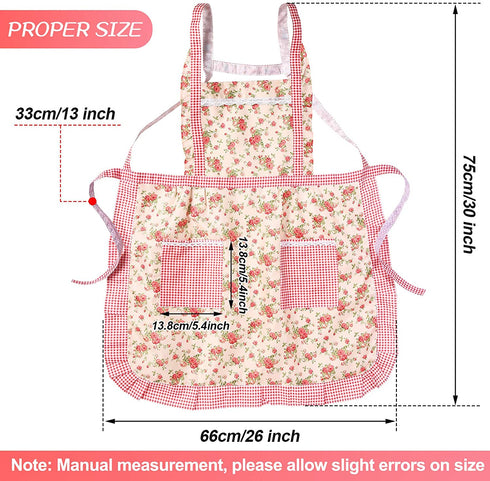 3 Pieces Kitchen Floral Aprons Soft Flower Aprons Women Chef Aprons Adjustable Cooking Aprons with Pockets for Kitchen Cooking Baking Gardening Household Cleaning Supplies, 3 Colors