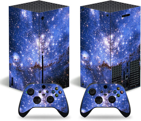 Xbox Series X Stickers Full Body Vinyl Skin Decal Protective Cover for Microsoft Xbox Series X Console and Controllers (Blue Starry Sky)