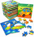Vileafy Children Party Favors, Puzzles for Toddlers 2-4 Years Old, Wooden Kindergarten Puzzles for Boys and Girls, 12-Pack Toddlers Puzzles with Individual Storage Tray & Organza Bags