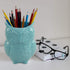 HOME-X Large Owl Design Ceramic Cooking Utensil Holder, Kitchen Decor for Cooking Accessories, Ceramic Utensil Holder-Multipurpose- Aqua Blue-7? H x 4? D