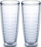 Insulated Tumblers 2-pack 26 oz Made in USA Great for Iced Coffee & Hot Drinks, Clear Double Wall Plastic Tumbler Cups, Microwave, Freezer & Top Rack Dishwasher Safe Reusable Cups by Homestead Choice
