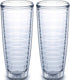 Insulated Tumblers 2-pack 26 oz Made in USA Great for Iced Coffee & Hot Drinks, Clear Double Wall Plastic Tumbler Cups, Microwave, Freezer & Top Rack Dishwasher Safe Reusable Cups by Homestead Choice
