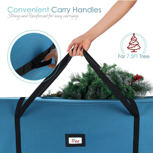 Hearth & Harbor Christmas Tree Storage Bag - Fits Up to 7.5 ft Holiday Trees - Large Christmas Tree Storage Box Container Made from Durable Waterproof Fabric with Handles & Dual Zipper