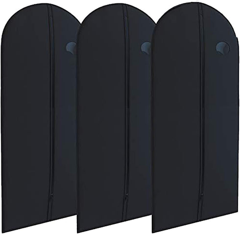 Black Suit, Dress and Gown Garment Travel Bags 3 Pack - 54" x 24" - with Window