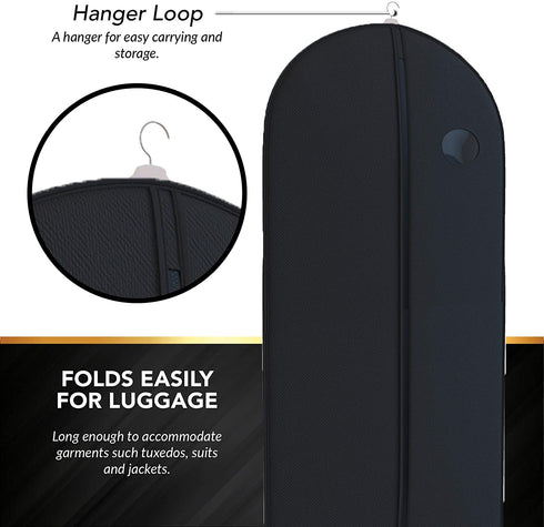 Black Suit, Dress and Gown Garment Travel Bags 3 Pack - 54" x 24" - with Window
