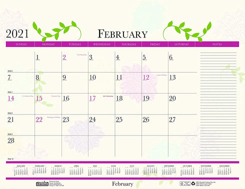 House of Doolittle 2021 Monthly Desk Pad Calendar, Earthscapes Whimsical Floral, 22 x 17 Inches, January - December (HOD184-21)