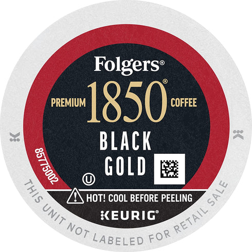 1850 by Folgers Black Gold Dark Roast Coffee, 10 Keurig K-Cup Pods