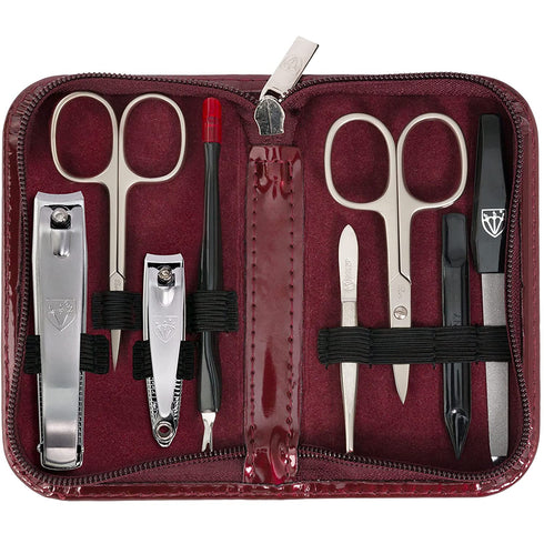 3 Swords Germany - brand quality 8 piece manicure pedicure grooming kit set for professional finger & toe nail care scissors clipper fashion leather case in gift box, Made in Solingen Germany (00828)