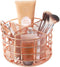 Rosework Rose Gold Makeup Brush Holder, Round Makeup Organizer For Vanity, 4 Compartment Makeup Brush Organizer and Cosmetic Brush Holder, Great Skincare Organizer and Makeup Brush Storage