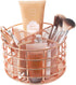 Rosework Rose Gold Makeup Brush Holder, Round Makeup Organizer For Vanity, 4 Compartment Makeup Brush Organizer and Cosmetic Brush Holder, Great Skincare Organizer and Makeup Brush Storage