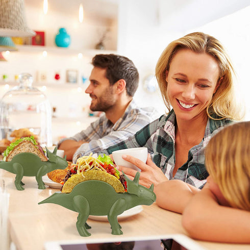 Funwares TriceraTaco Holder Ultimate Dinosaur Taco Stand, Holds 2, Green