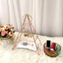 3-Tier Electroplated Metal Pyramid Design Jewelry Tower, Decorative Earring Display Stand , Rose Gold with White China Dish for Rings
