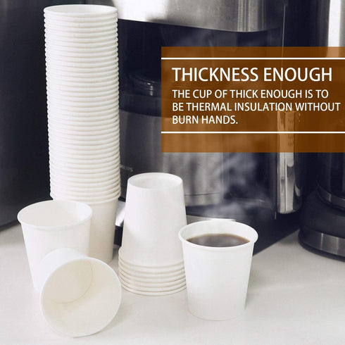 Vumdua 300 Pcs 6 oz Disposable Paper Cups, Hot/Cold Beverage Drinking Cup for Coffee, Water, Tea, Juice, Espresso & Cortado (White)