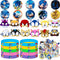 (NEW UPGRADE) Birthday Party Favors Set,82 pcs Birthday Party Supplies for Kids include 12 Masks,10 Sonic Pins and 50 Stickers,Best for Fill Up the Birthday Gift Bags