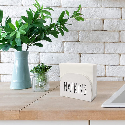 Karisky Rustic Napkin Holder Farmhouse Solid Real Wood Freestanding Napkin Dispenser for Kitchen Countertops, Tables, 6 x 4 Inch, White