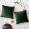 Woaboy Pack of 2 Velvet Throw Pillow Covers Spring Pompom Decorative Pillowcases Solid Soft Cushion Covers with Poms Square for Couch Sofa Bedroom Car 20x20inch Dark Green