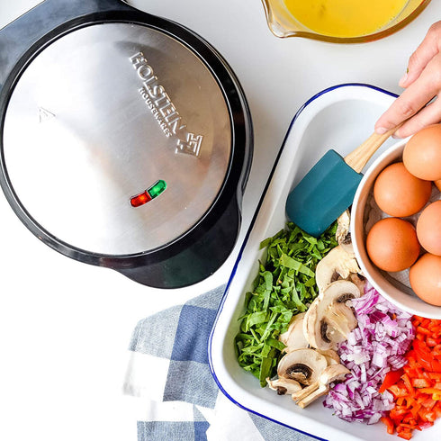 Holstein Housewares - Non-Stick Omelet & Frittata Maker, Teal/Stainless Steel - Makes 2 Individual Portions Quick & Easy,HH-09125007E