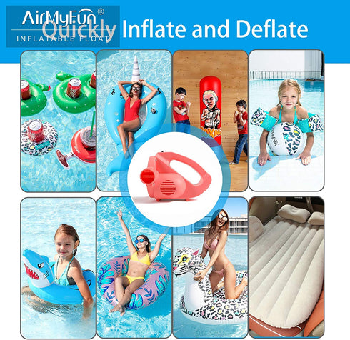 AirMyFun Electric Air Pump, Quick Inflate & Deflate for Inflatable Cushions, Pool Floats, Air Mattress, Portable Pumps Travel & Indoor Use
