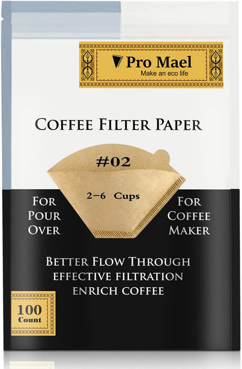 #2 Cone Coffee Filters Paper Disposable for Pour Over and Drip Coffee Maker 100 Count, Better Filtration No Blowouts Made from Unbleached Imported Japanese Filter Paper Natural Brown