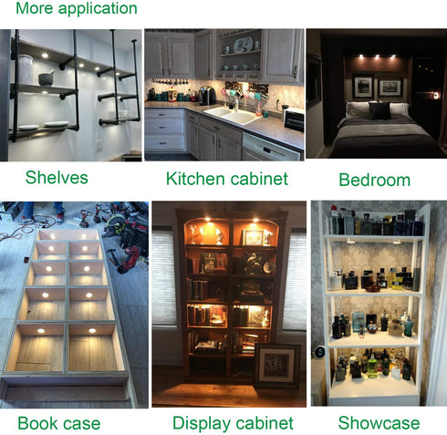 AIBOO Under Cabinet LED Puck Lights Kit with Touching Switch Dimmable for Kitchen Cupboard Closet Lighting (6 Lights,Daylight White)