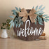 KHOYIME Welcome Sign for Front Porch - Rustic Wooden Door Hanger Farmhouse Front Door Decorations for Home Restaurant (Brown)
