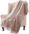 Sedona House Textured Throw Blanket Sharved Back Printing Sherpa Throw Blankets with Tassels (Light Tan)