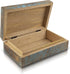Great Birthday Gift Ideas Handmade Decorative World Map Wooden Jewelry Box Treasure Box Jewelry Organizer Keepsake Box Treasure Chest Trinket Holder Lock Box Watch Box (Blue Wash Finish)
